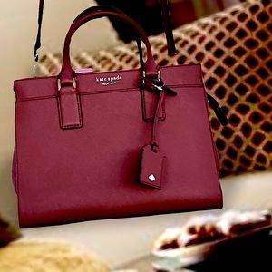 NWT Kate Spade NY Saffiano Leather Cameron Cherrywood Red Satchel Crossbody